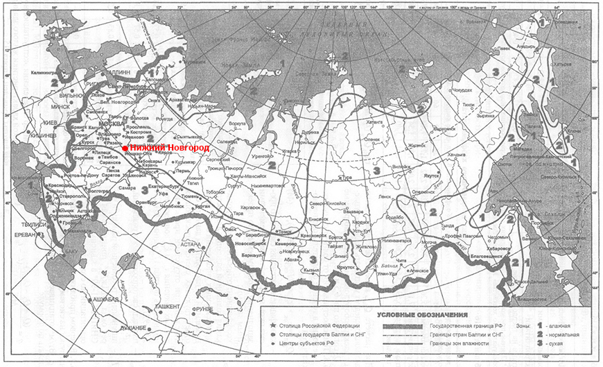 Климатическая карта влажности Нижний Новгород