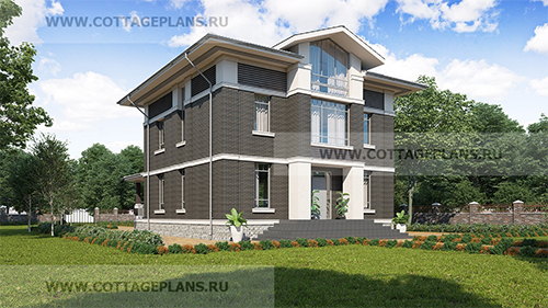 Проект трехэтажного дома 94-90 из керамического блока Кайман30