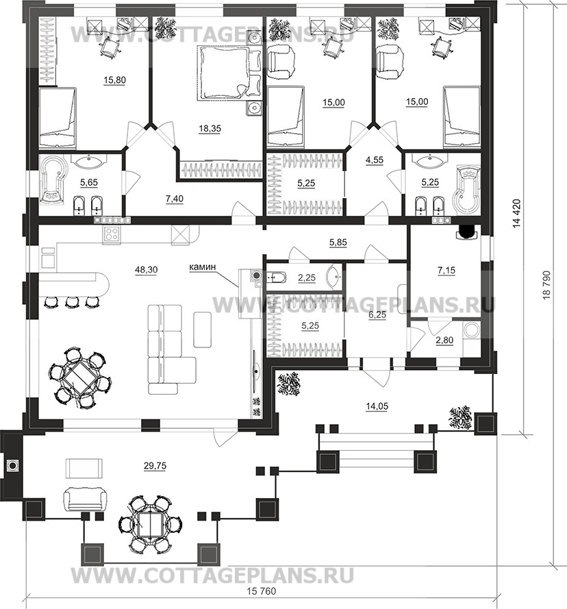 Поэтажные планы проект дома 90-82 общ. площадь 169,00 м2