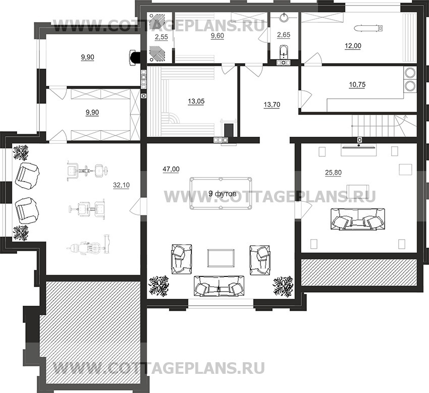 Поэтажные планы проект дома 203-35 общ. площадь 488,9 м2