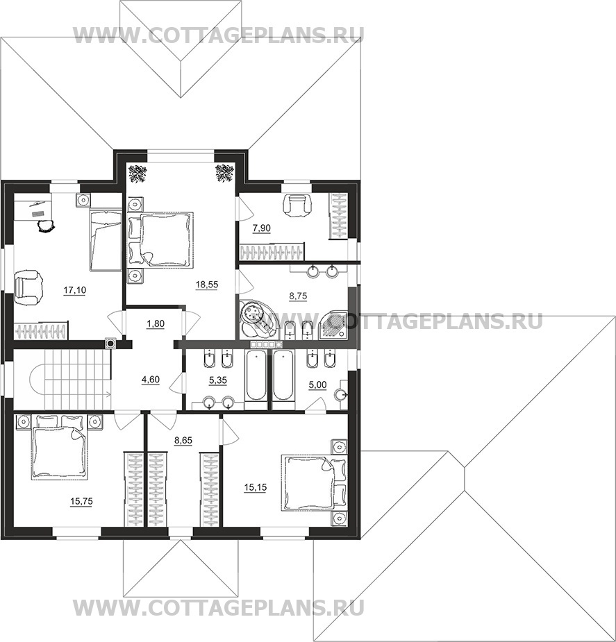 Поэтажные планы проект дома 29-77 общ. площадь 274,20 м2