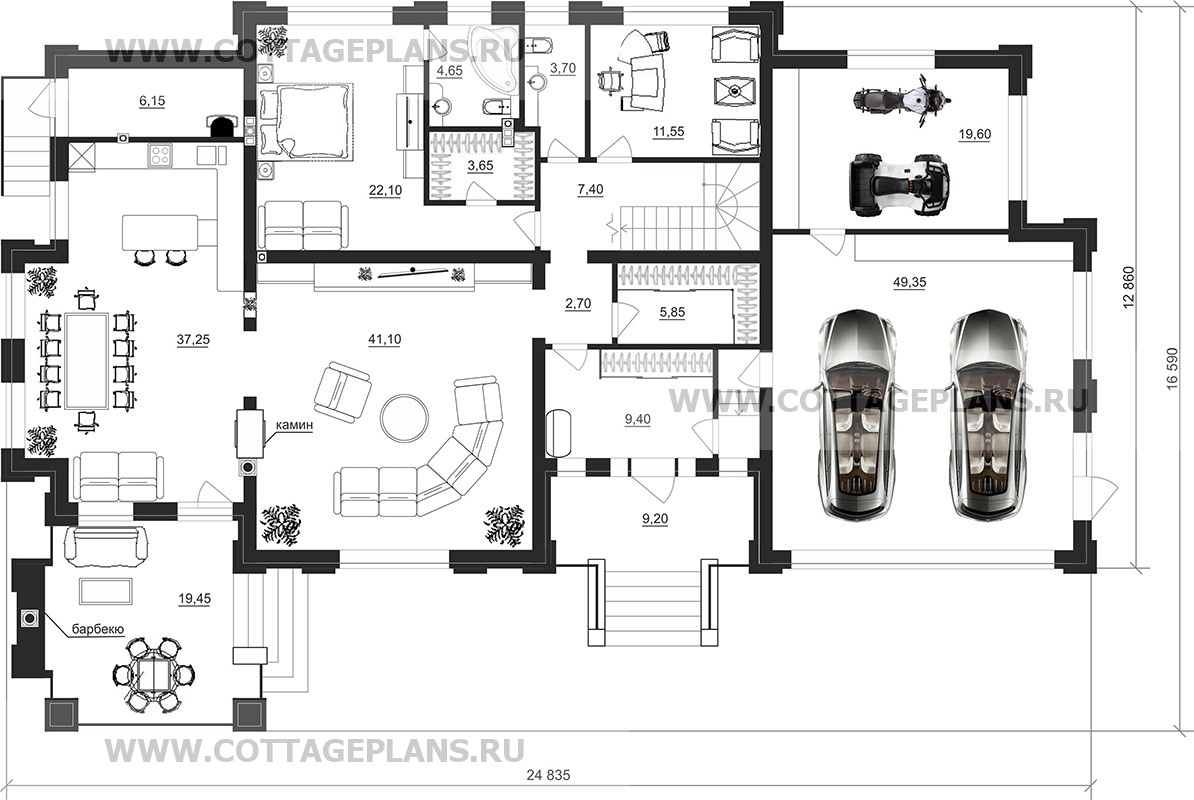 Поэтажные планы проект дома 102-58 общ. площадь 363,8 м2