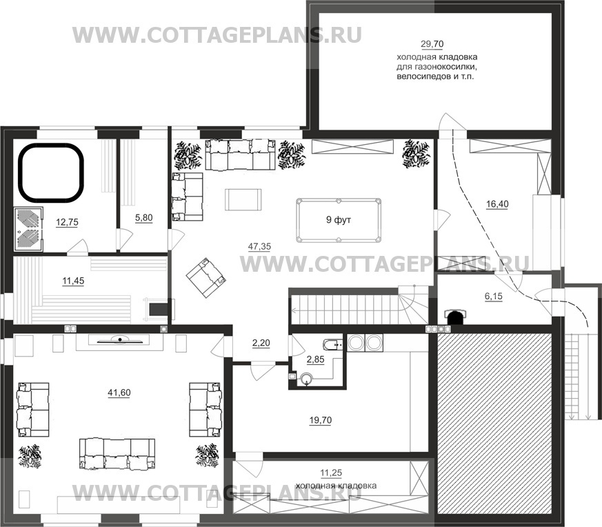 Поэтажные планы проект дома 14-57 общ. площадь 394,55 м2
