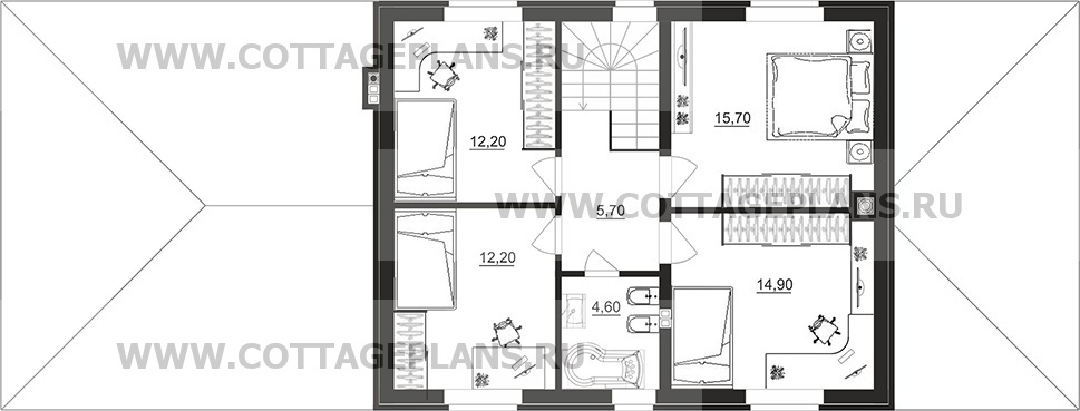 Поэтажные планы проект дома 75-02 общ. площадь 188,15 м2