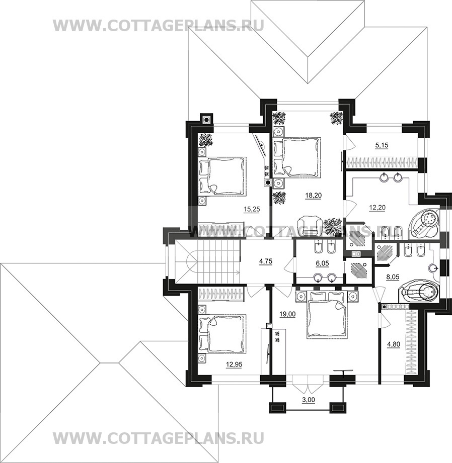Поэтажные планы проект дома 200-94 общ. площадь 263,45 м2