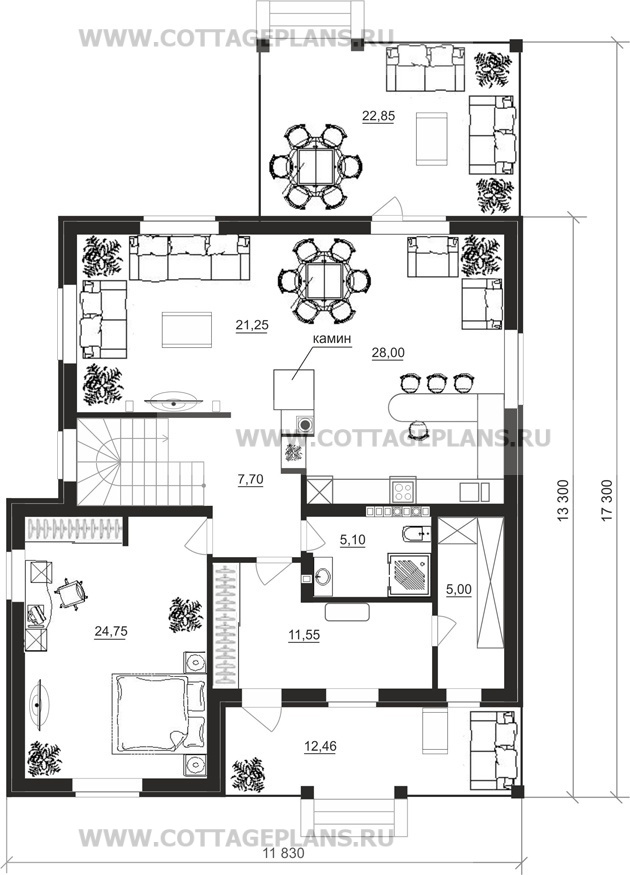 Поэтажные планы проект дома 15-63 общ. площадь 292,60 м2