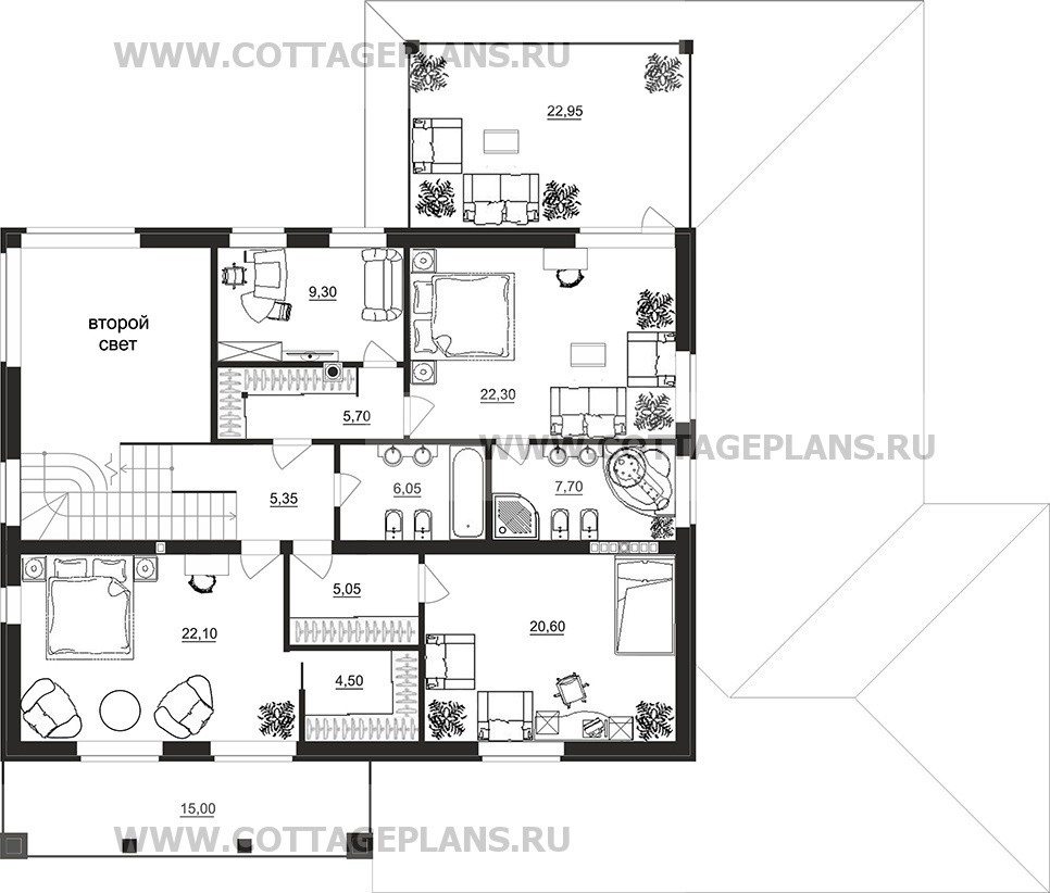 Поэтажные планы проект дома 88-31 общ. площадь 374,85 м2