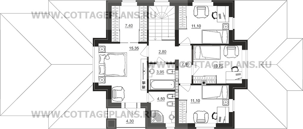 Поэтажные планы проект дома 101-64 общ. площадь 291,90 м2