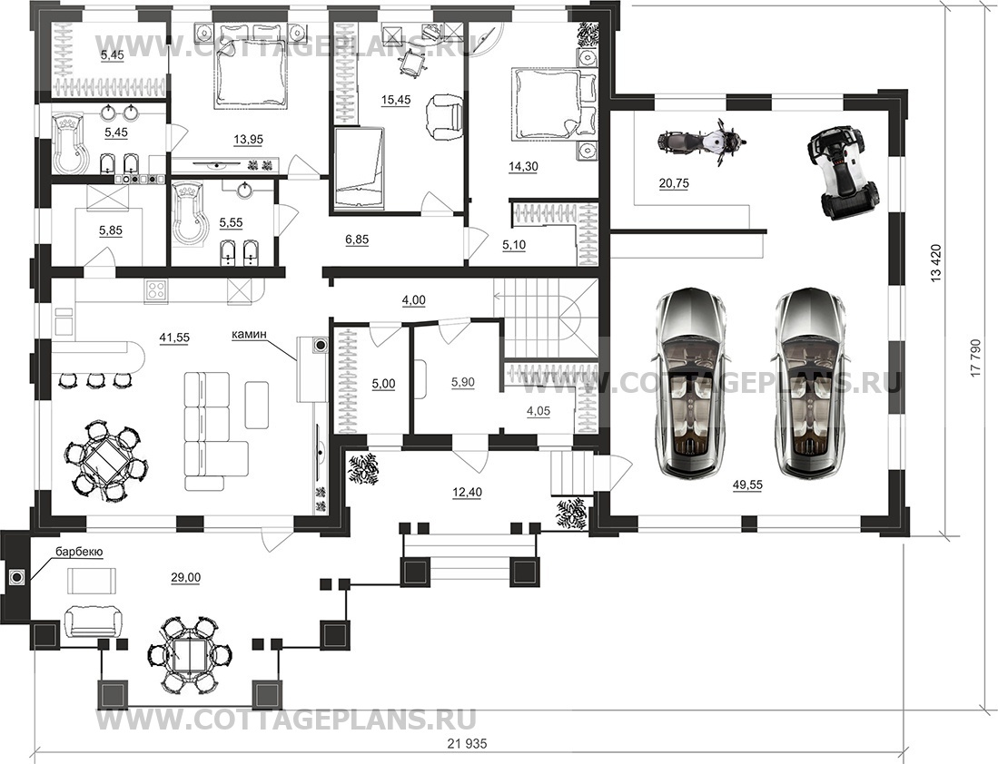 Поэтажные планы проект дома 08-84 общ. площадь 347,15 м2