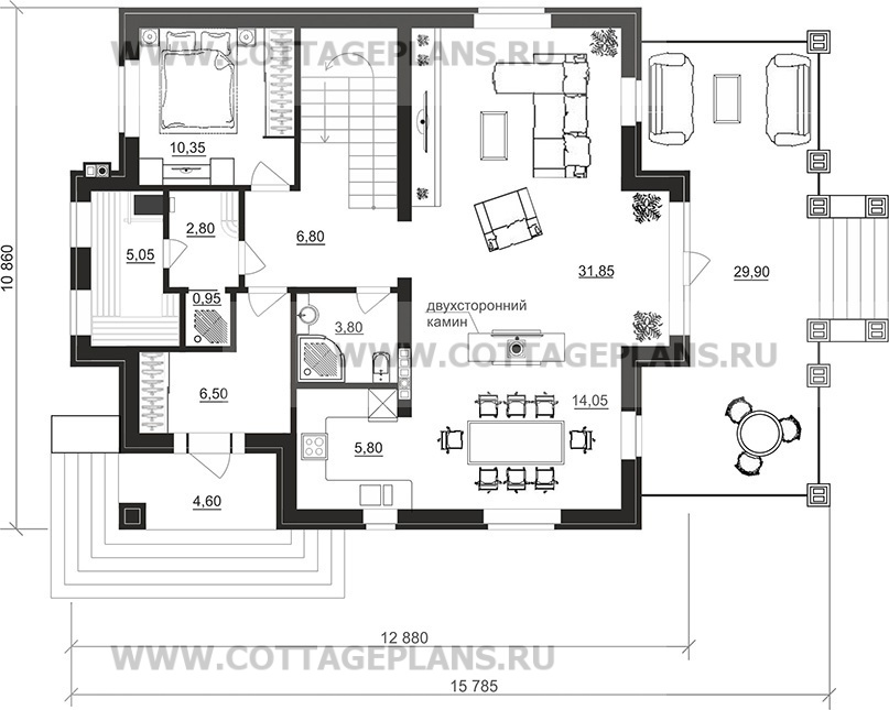 Поэтажные планы проект дома 101-42 общ. площадь 266,85 м2
