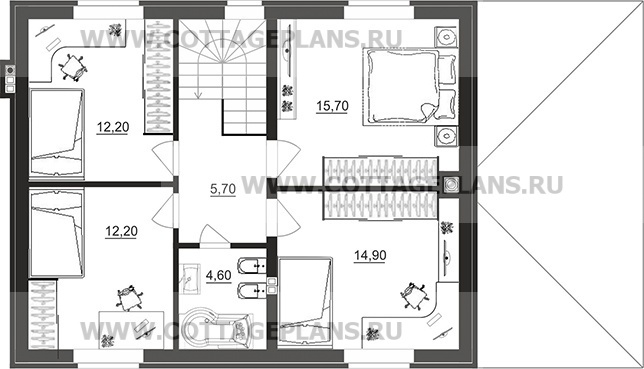 Поэтажные планы проект дома 95-29 общ. площадь 146,20 м2