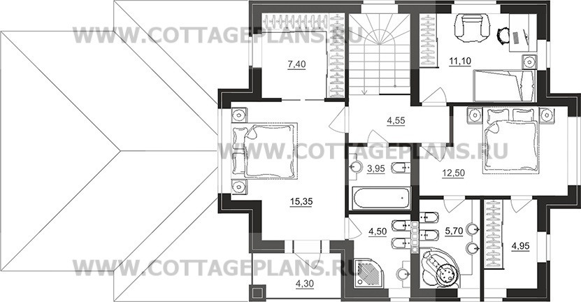 Поэтажные планы проект дома 95-06 общ. площадь 180,15 м2