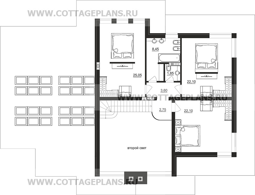 Поэтажные планы проект дома 96-55 общ. площадь 370,20 м2