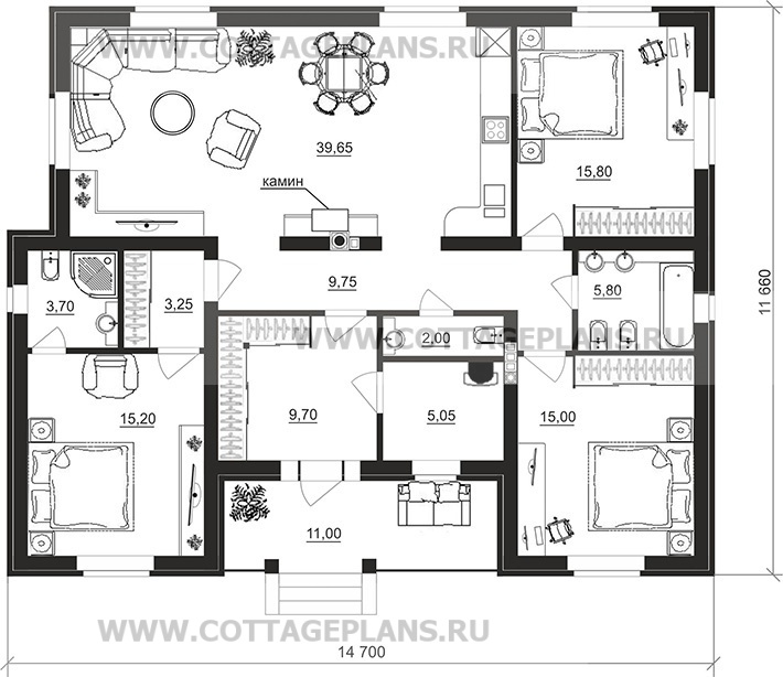 Поэтажные планы проект дома 90-33 общ. площадь 124,60 м2
