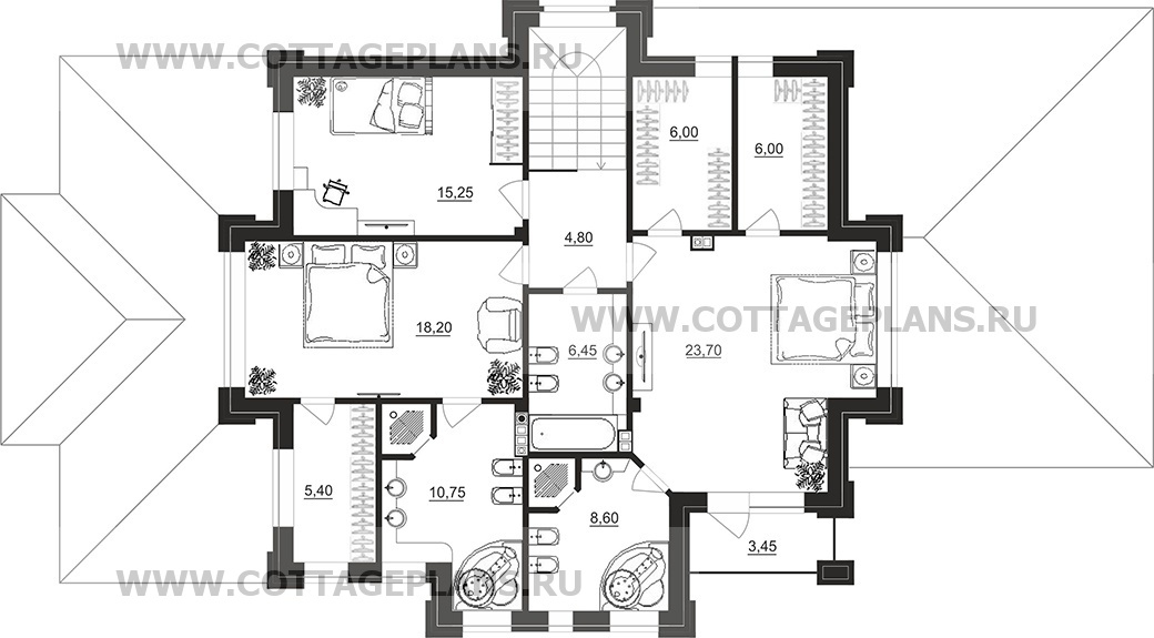 Поэтажные планы проект дома 100-88 общ. площадь 242,50 м2