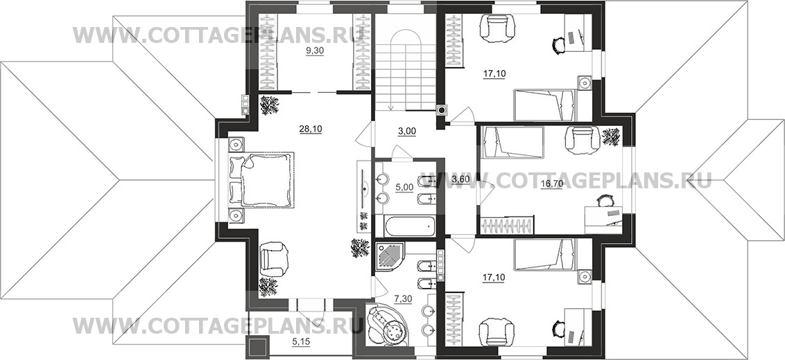Поэтажные планы проект дома 94-94 общ. площадь 265,65 м2