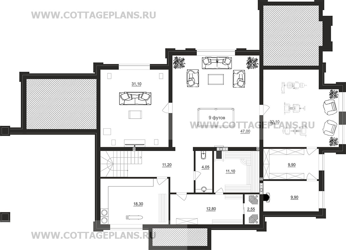 Поэтажные планы проект дома 105-10 общ. площадь 572,45 м2