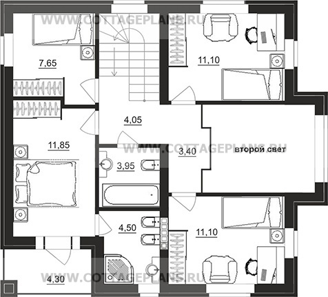 Поэтажные планы проект дома 76-52 общ. площадь 178,40 м2