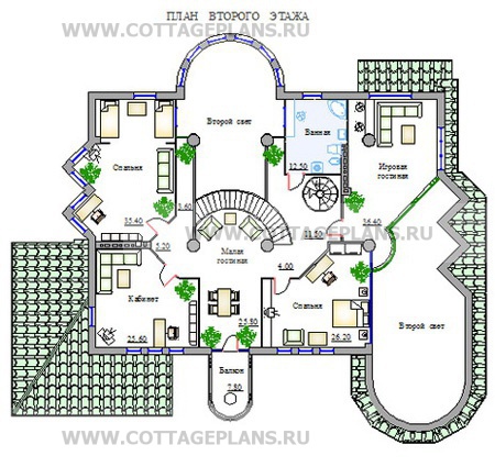 Поэтажные планы проект дома 51-35 общ. площадь 736,0м2