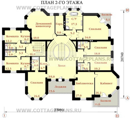 Поэтажные планы проект дома 47-64 общ. площадь 886,3 м2