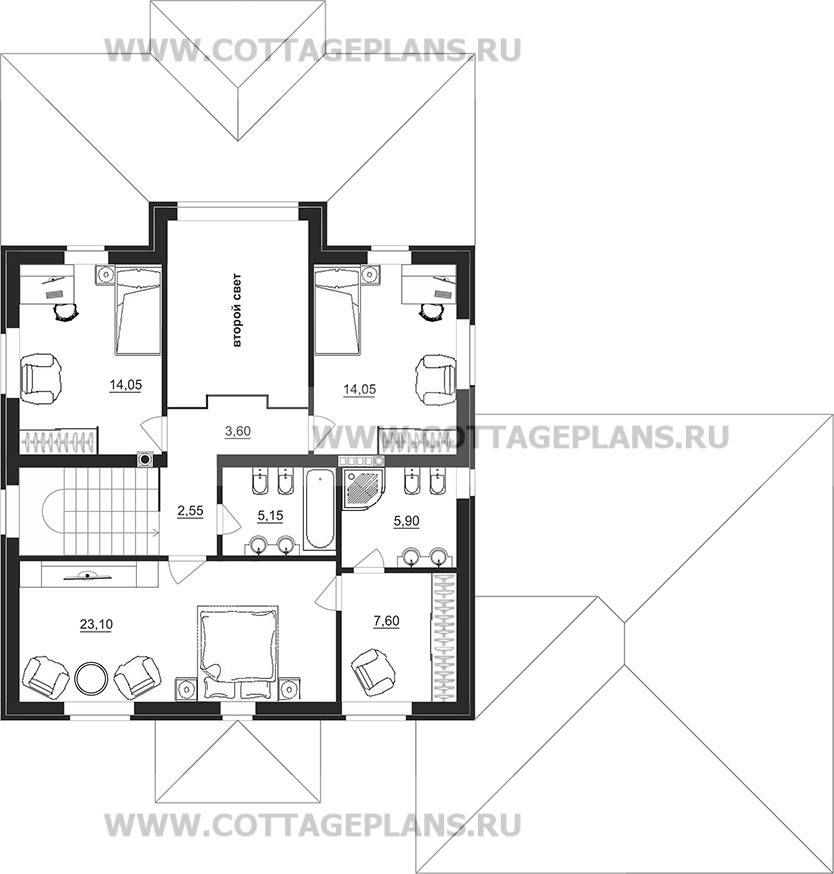 Поэтажные планы проект дома 77-13 общ. площадь 220,10 м2