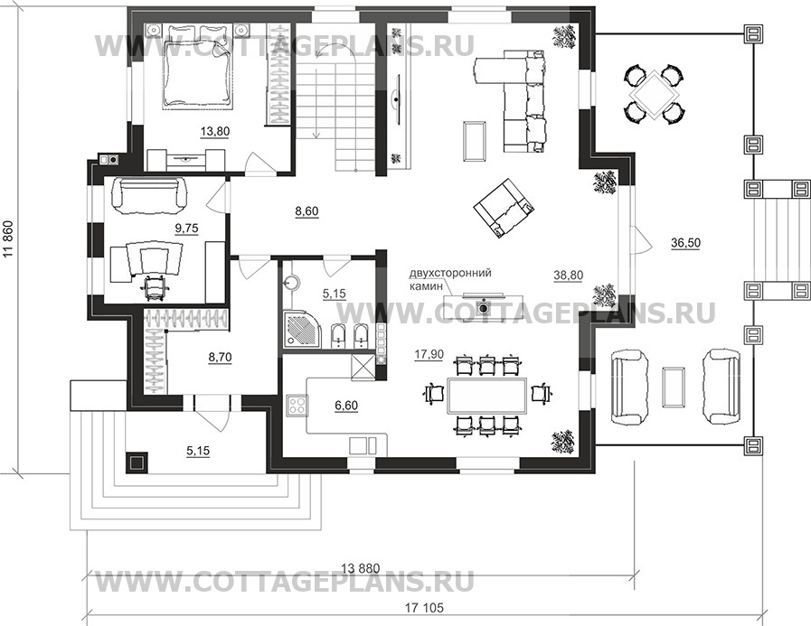 Поэтажные планы проект дома 201-52 общ. площадь 317,00 м2