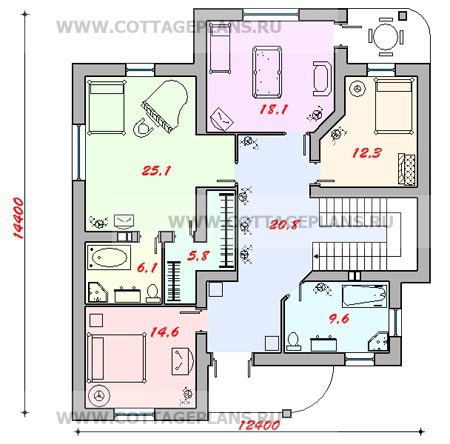 Поэтажные планы проект дома 58-01 общ. площадь 232,7 м2