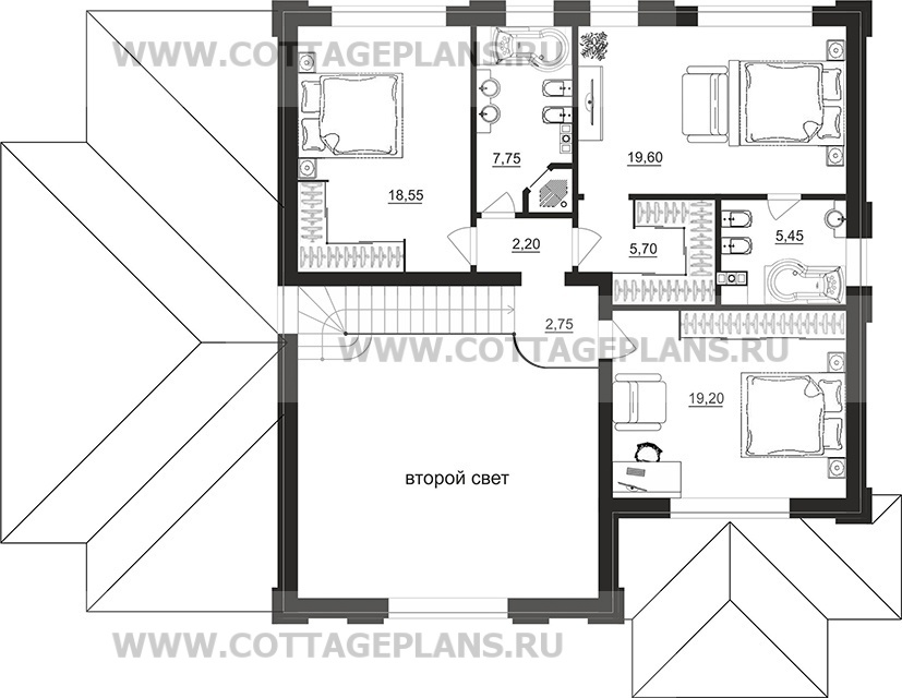 Поэтажные планы проект дома 104-15 общ. площадь 205,80 м2