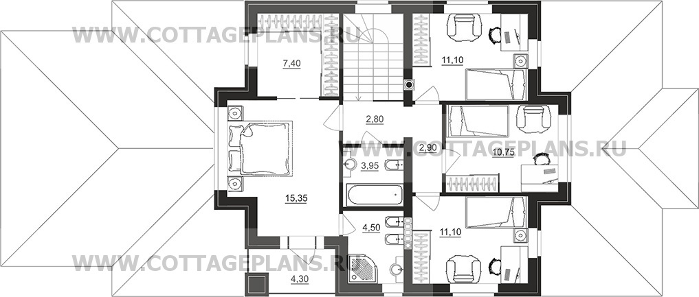 Поэтажные планы проект дома 29-90 общ. площадь 189,25 м2