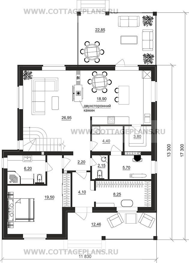 Поэтажные планы проект дома 20-05 общ. площадь 202,45 м2