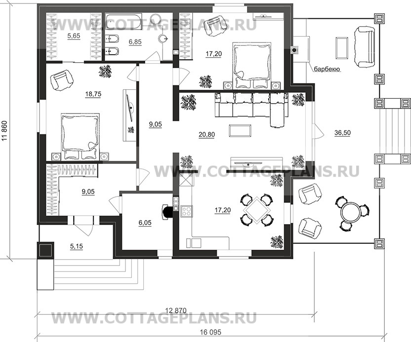 Поэтажные планы проект дома 07-36 общ. площадь 110,45 м2