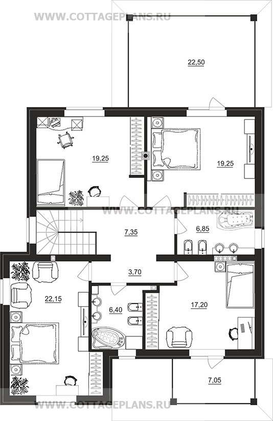 Поэтажные планы проект дома 89-52 общ. площадь 194,25 м2