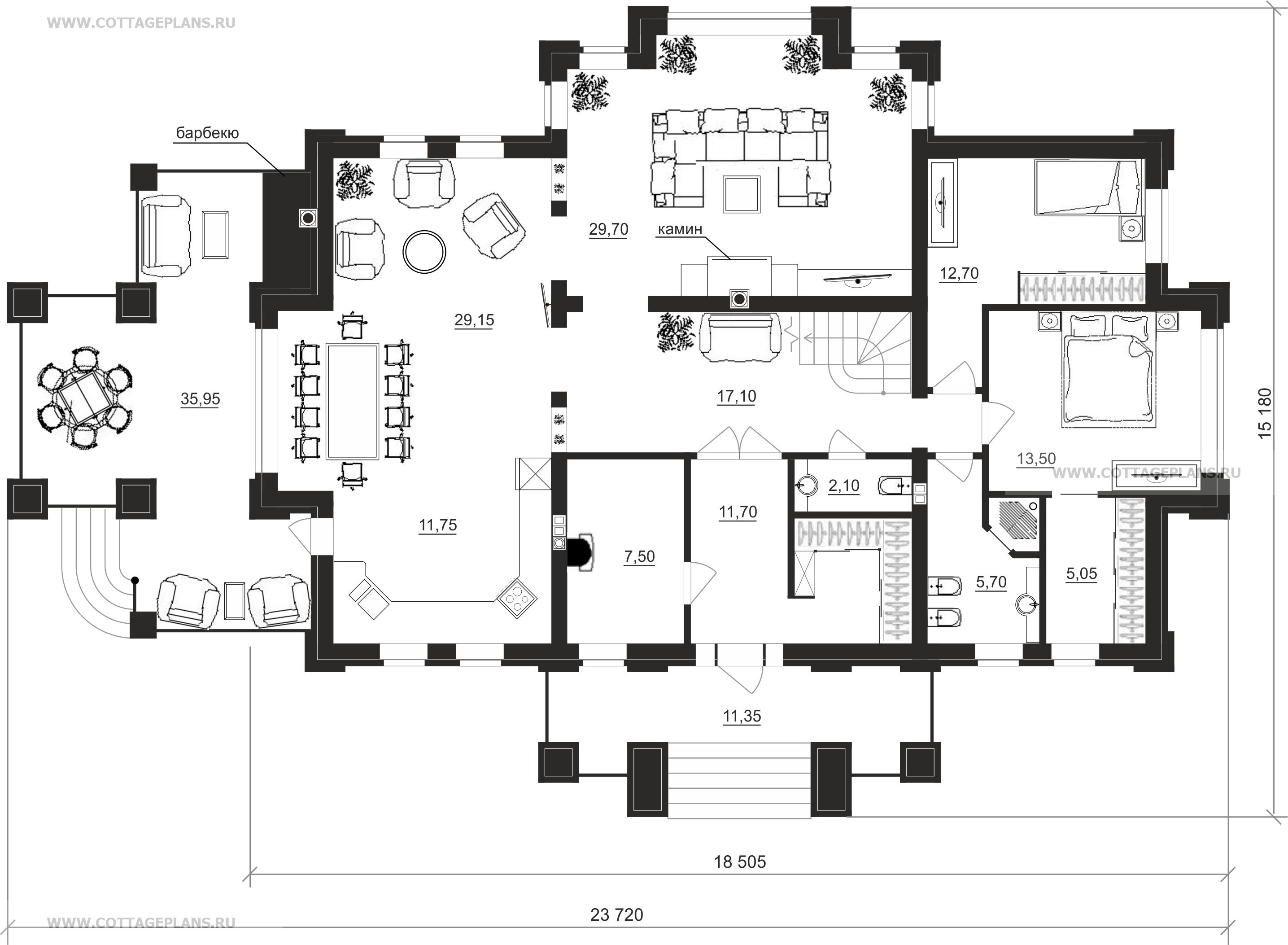 Поэтажные планы проект дома 202-24 общ. площадь 303,65 м2