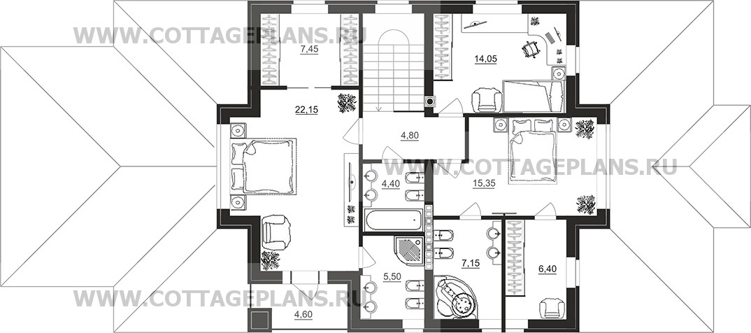 Поэтажные планы проект дома 201-65 общ. площадь 344,90 м2