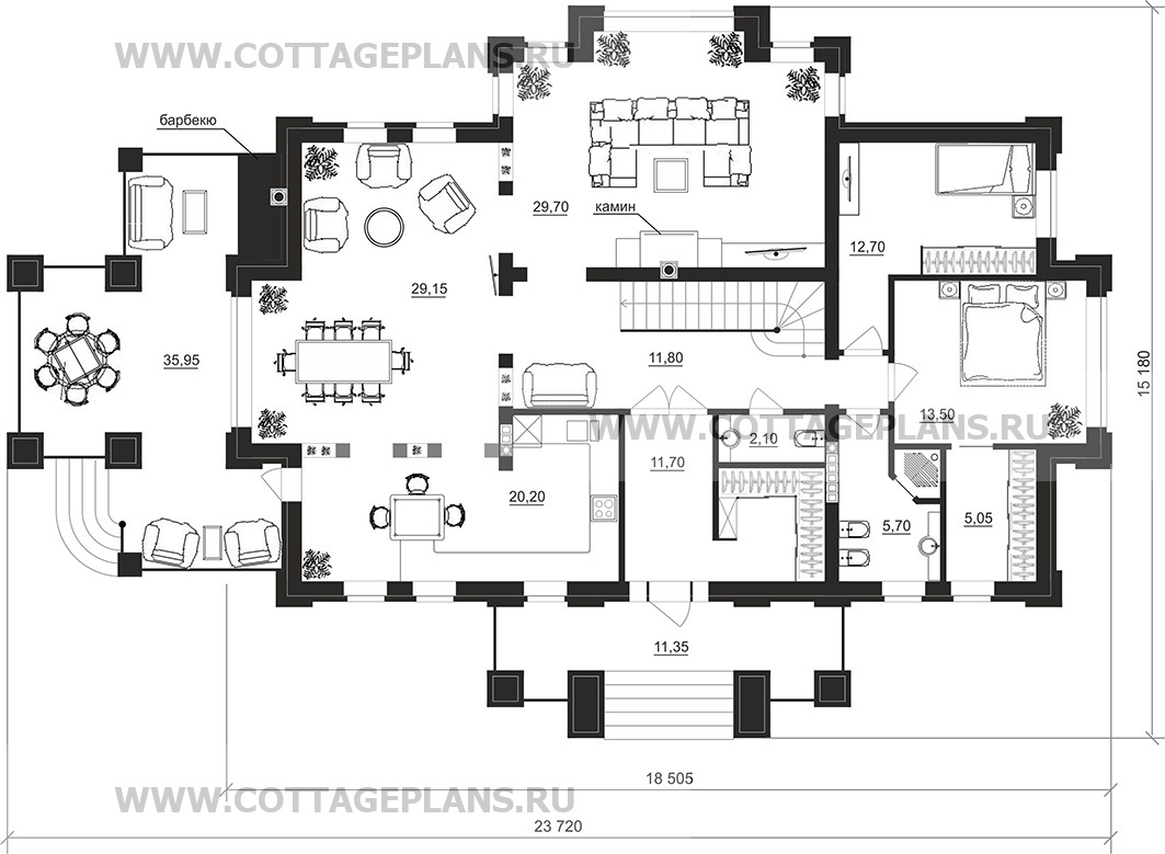 Поэтажные планы проект дома 101-34 общ. площадь 431,95 м2
