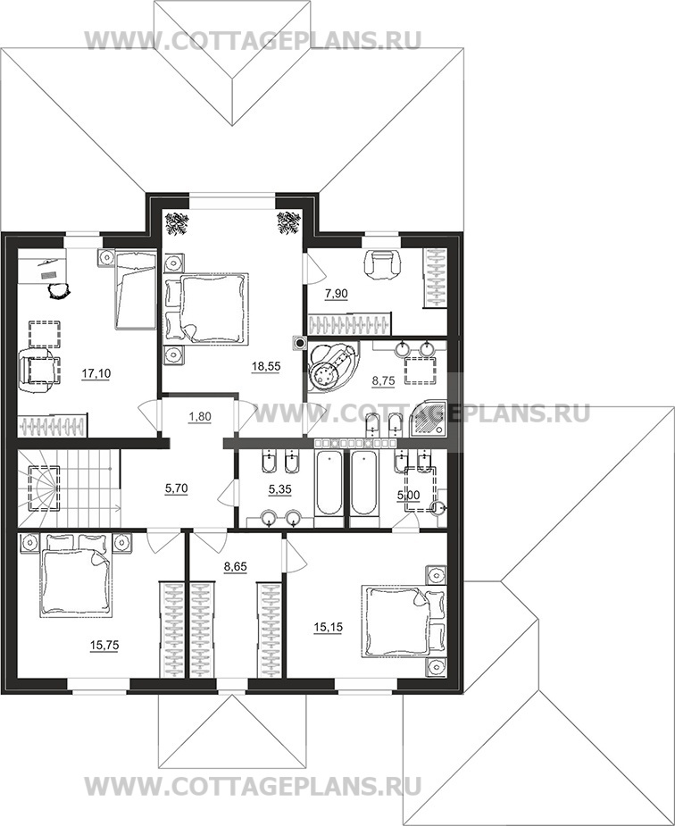 Поэтажные планы проект дома 98-96 общ. площадь 355,80 м2