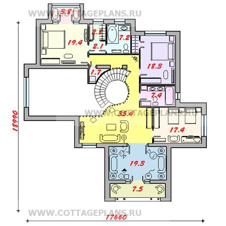 Поэтажные планы проект дома 46-01 общ. площадь 422 м2