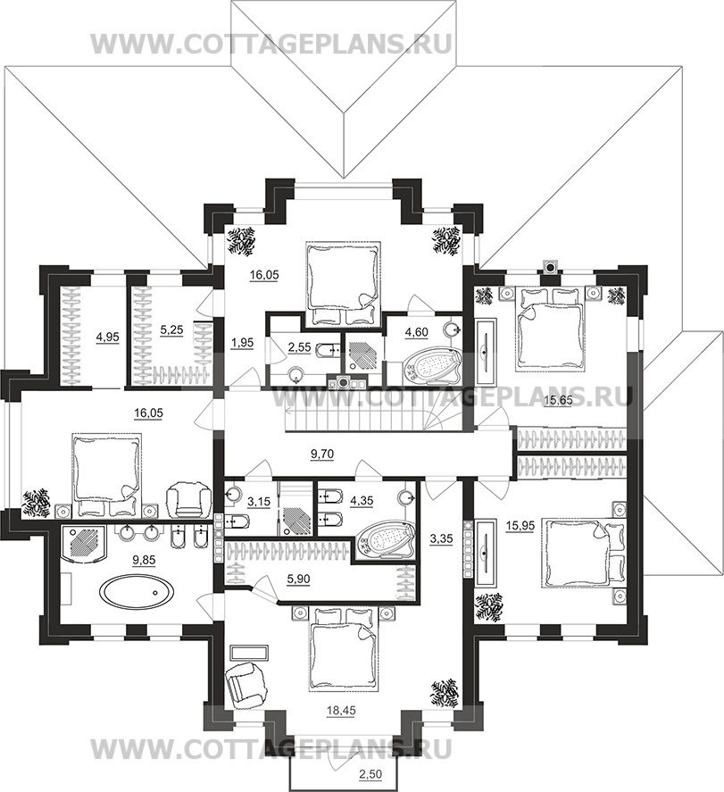Поэтажные планы проект дома 103-11 общ. площадь 393,55 м2