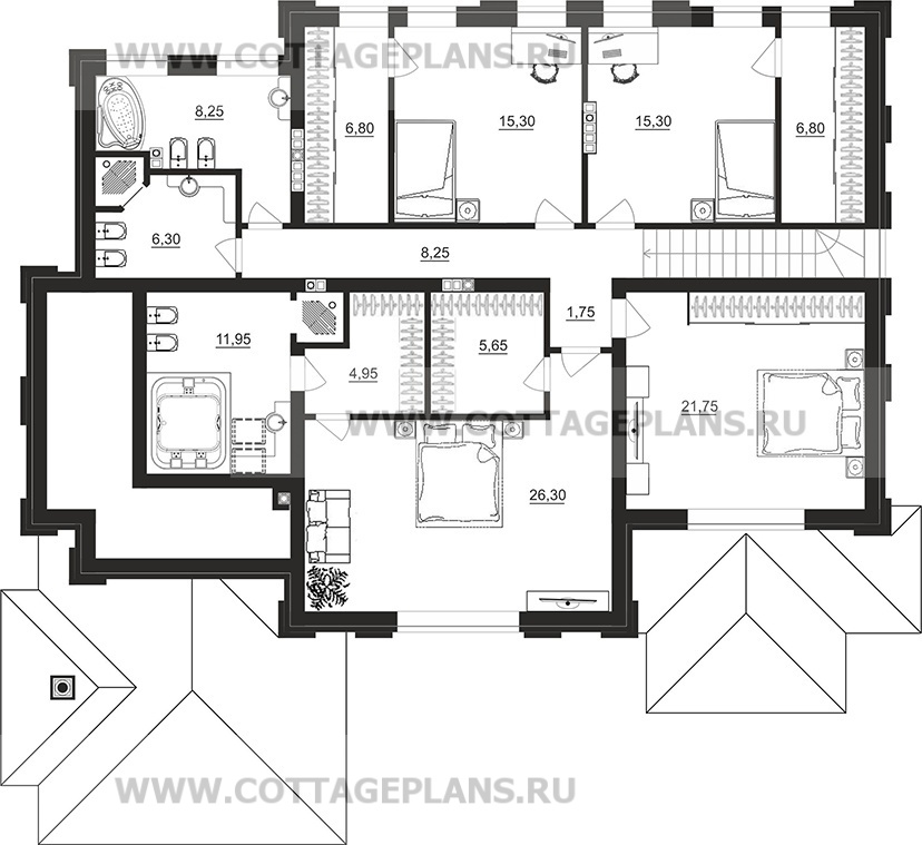 Поэтажные планы проект дома 103-52 общ. площадь 451,75 м2