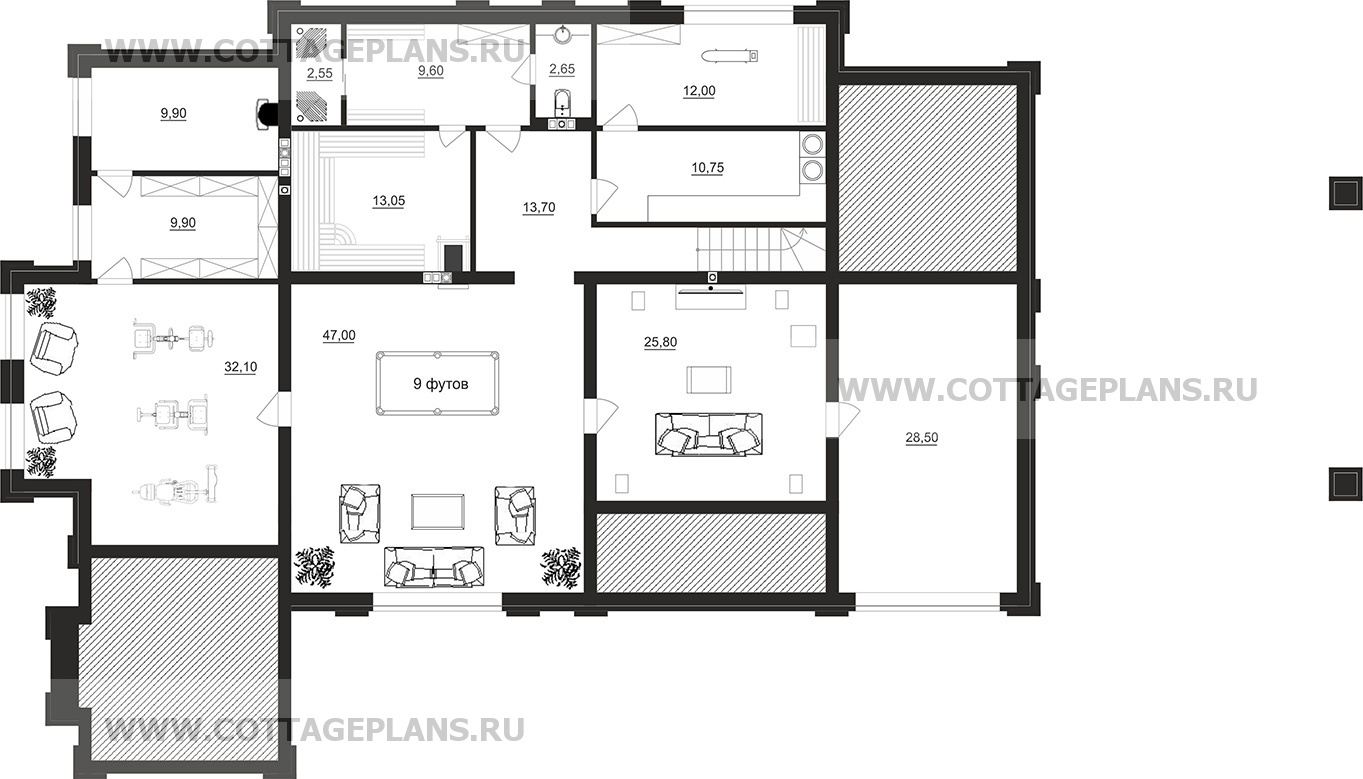 Поэтажные планы проект дома 203-47 общ. площадь 563,15 м2