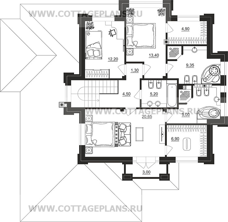Поэтажные планы проект дома 200-96 общ. площадь 208,65 м2