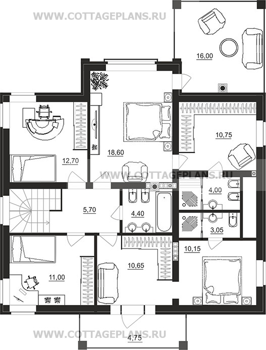 Поэтажные планы проект дома 96-41 общ. площадь 250,20 м2