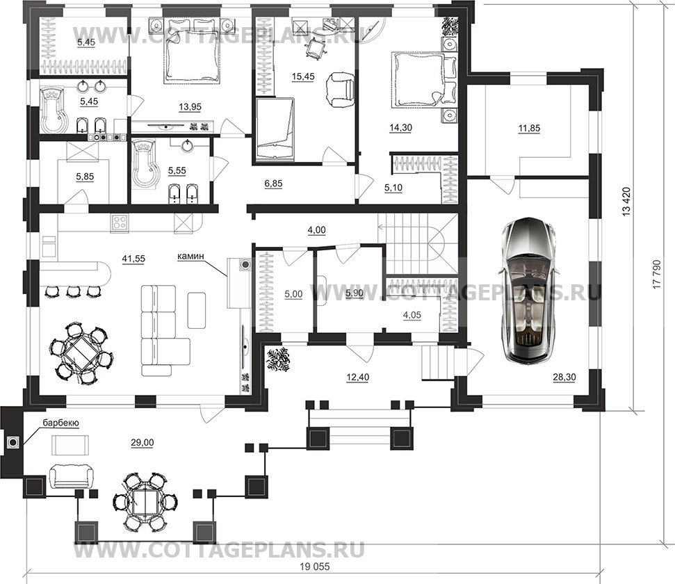 Поэтажные планы проект дома 28-87 общ. площадь 317,00 м2