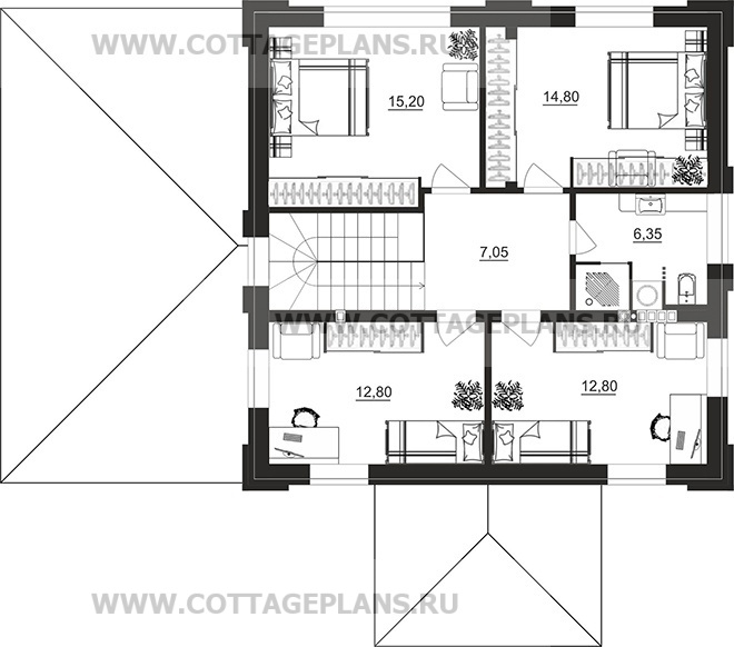 Поэтажные планы проект дома 206-37 общ. площадь 157,00 м2