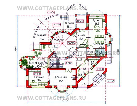 Поэтажные планы проект дома 34-18 общ. площадь 662,8м2
