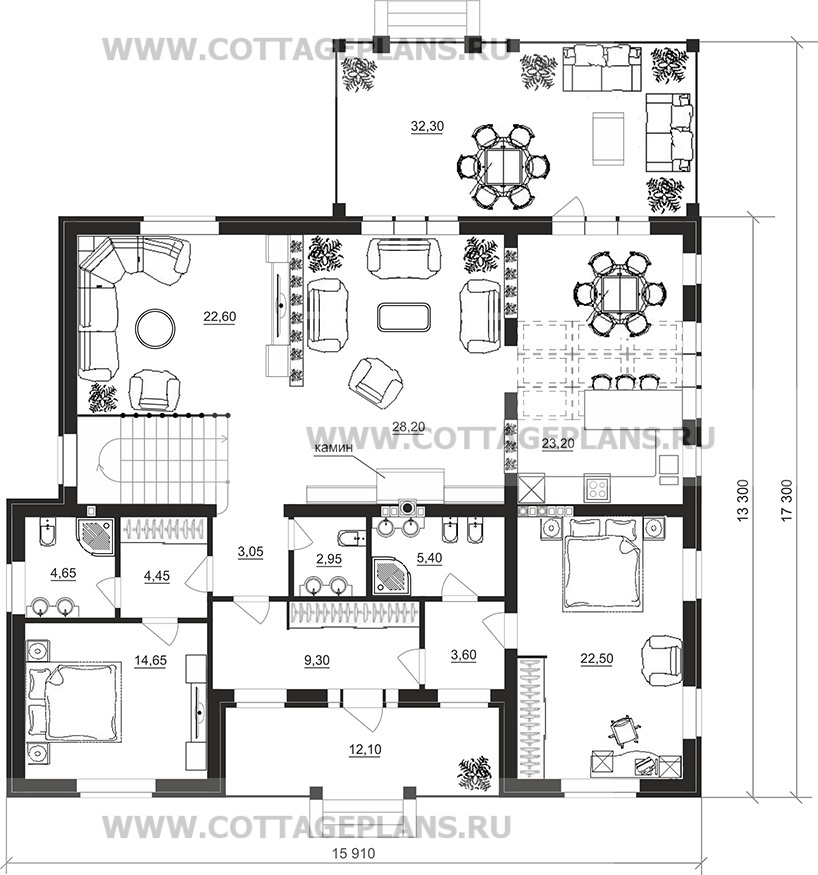 Поэтажные планы проект дома 101-63 общ. площадь 382,15 м2