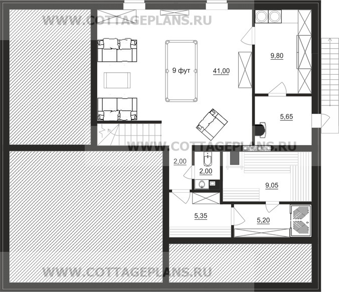 Поэтажные планы проект дома 14-55 общ. площадь 292.60 м2