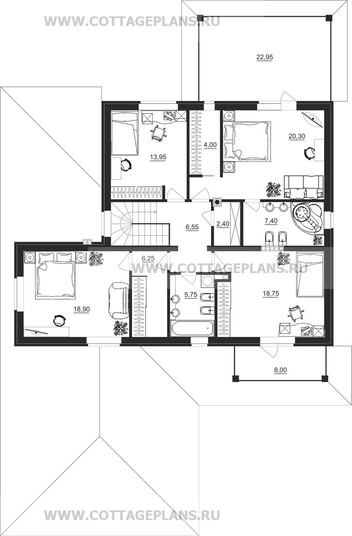 Поэтажные планы проект дома 29-04 общ. площадь 245,75 м2