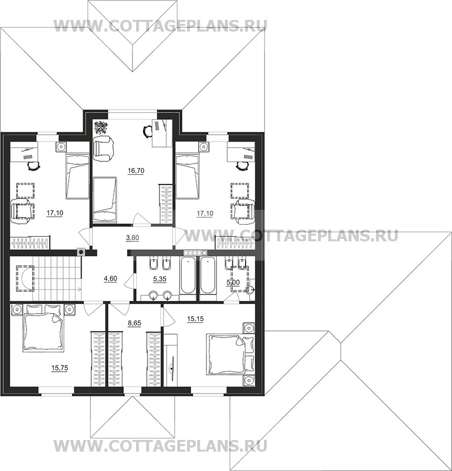 Поэтажные планы проект дома 97-93 общ. площадь 273,65 м2