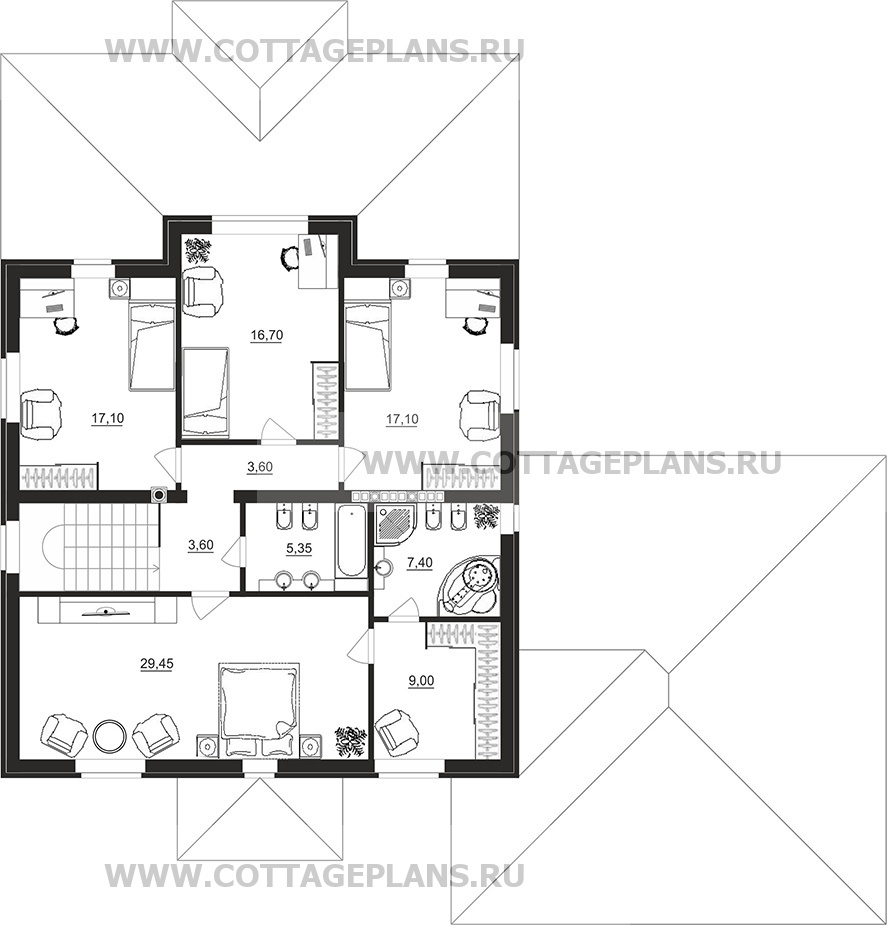 Поэтажные планы проект дома 93-77 общ. площадь 380,35м2